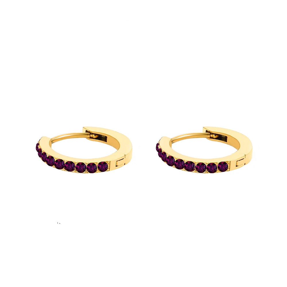 Birthstone Earrings Minimalist Huggie
