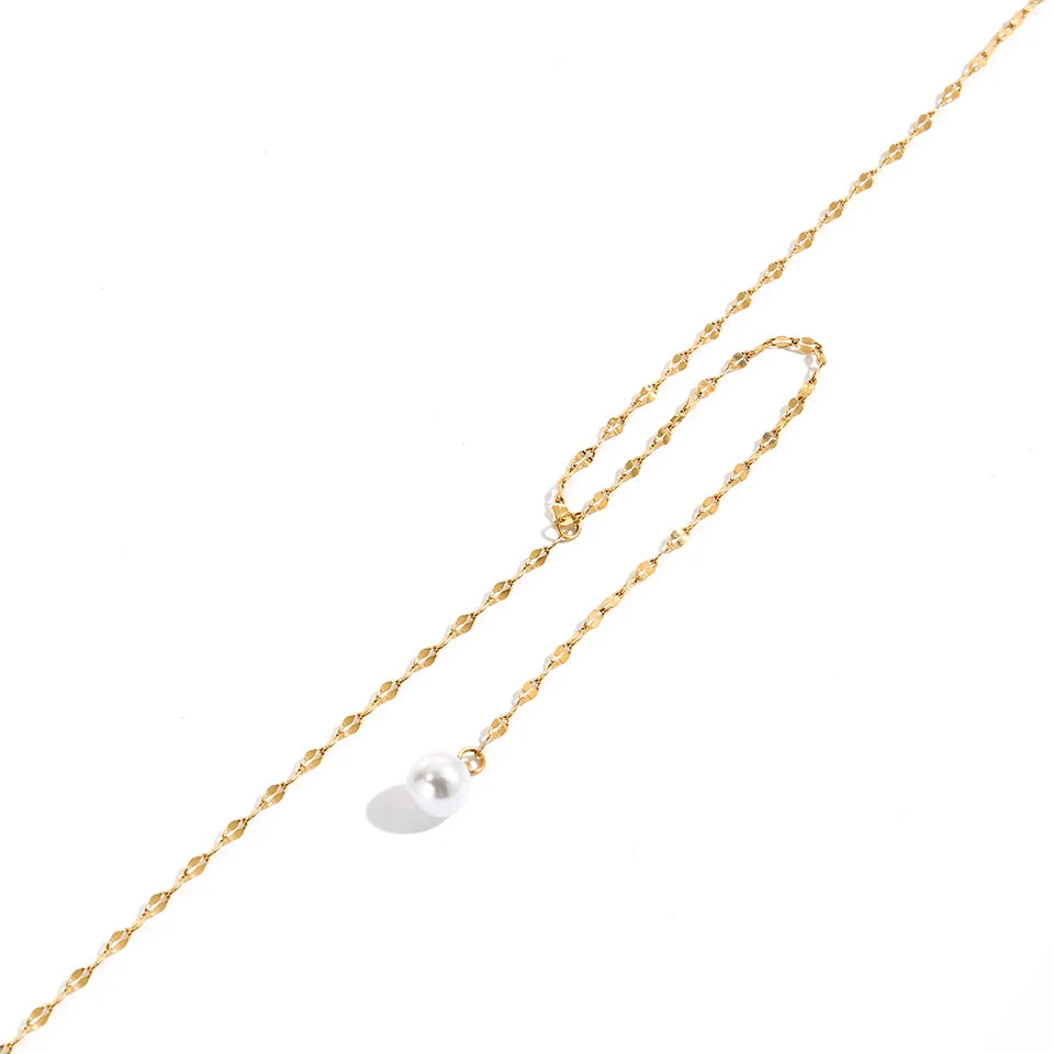 Imitation Pearl Y Necklaces Round Pearl Wedding Necklaces