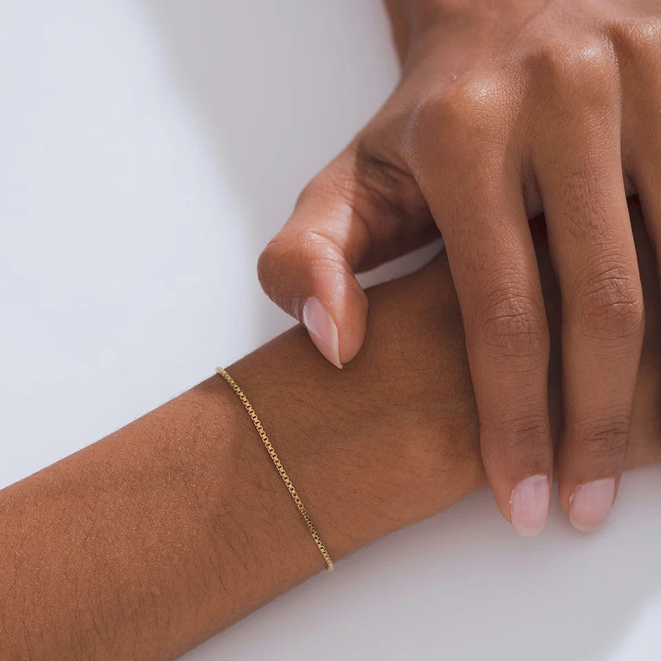 Box Chain Bracelet Gold Color Bracelets Charm Friendship Bracelets for Women