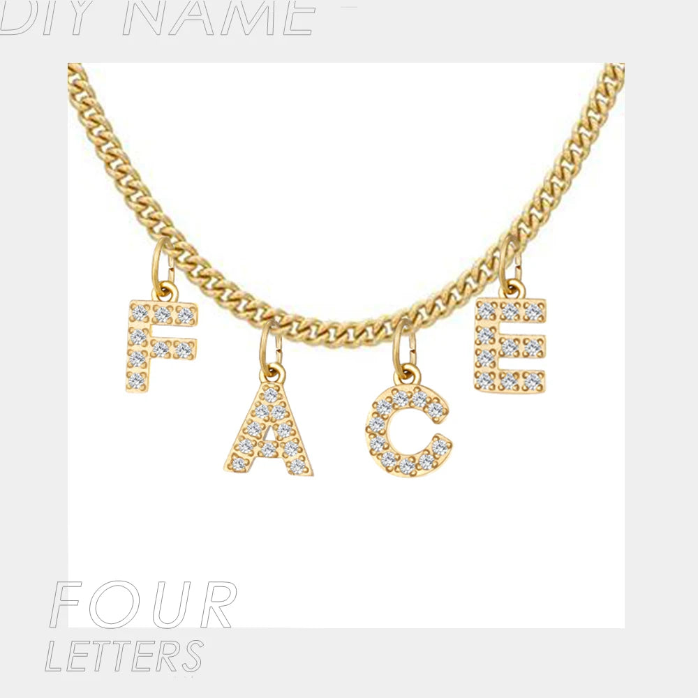 BELLUCCIE  Necklace Personalized zircon Alphabet Stainless Steel choke Necklace Pendant Nameplate Gift Dropshipping