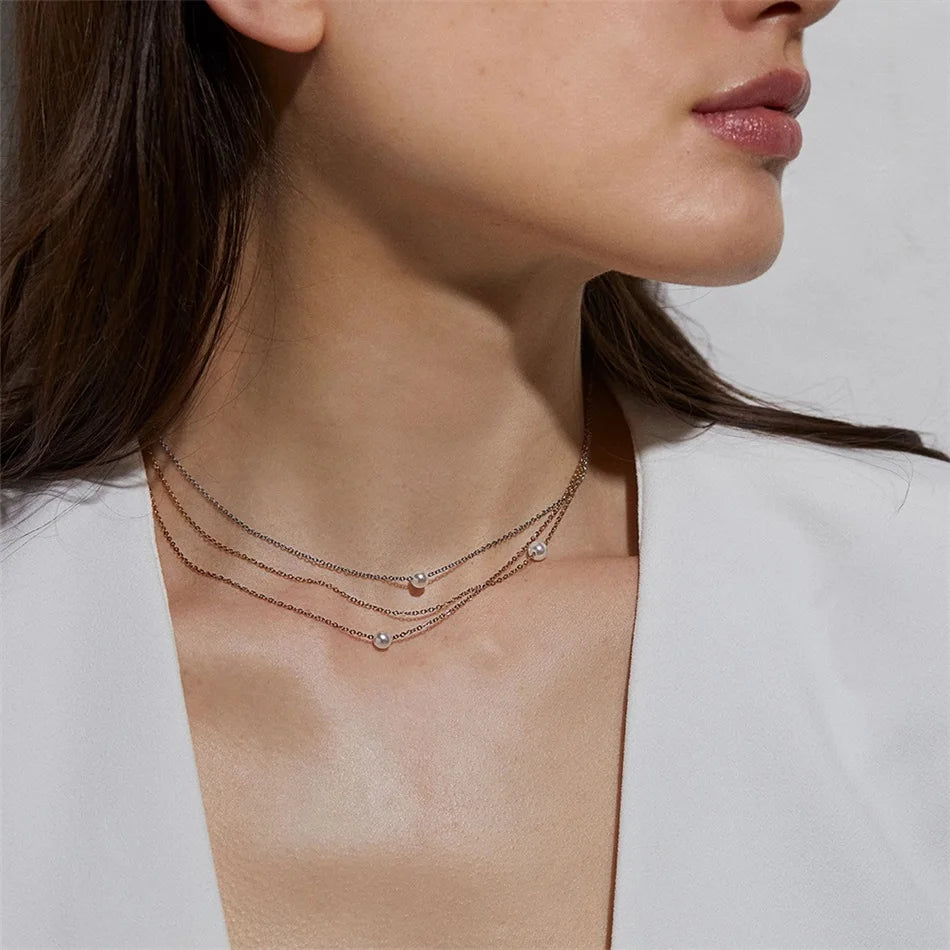 5MM Imitation pearls Pendant Necklace