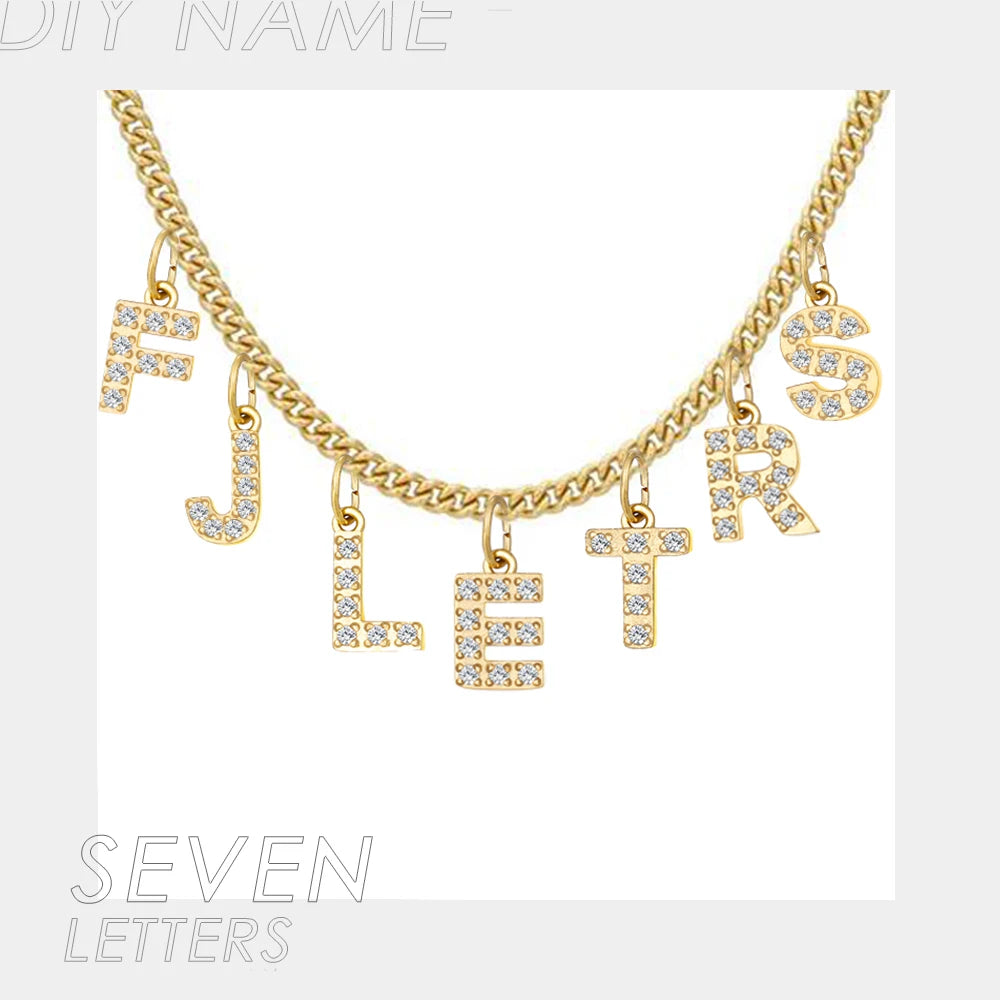 BELLUCCIE  Necklace Personalized zircon Alphabet Stainless Steel choke Necklace Pendant Nameplate Gift Dropshipping