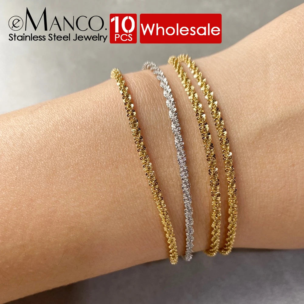 BELLUCCIE 10PCS Silver Gold Colour Sparkling Gypsophila Bracele Women Fine Fashion Jewelry Wedding Party Gift Rope chain Wholesale