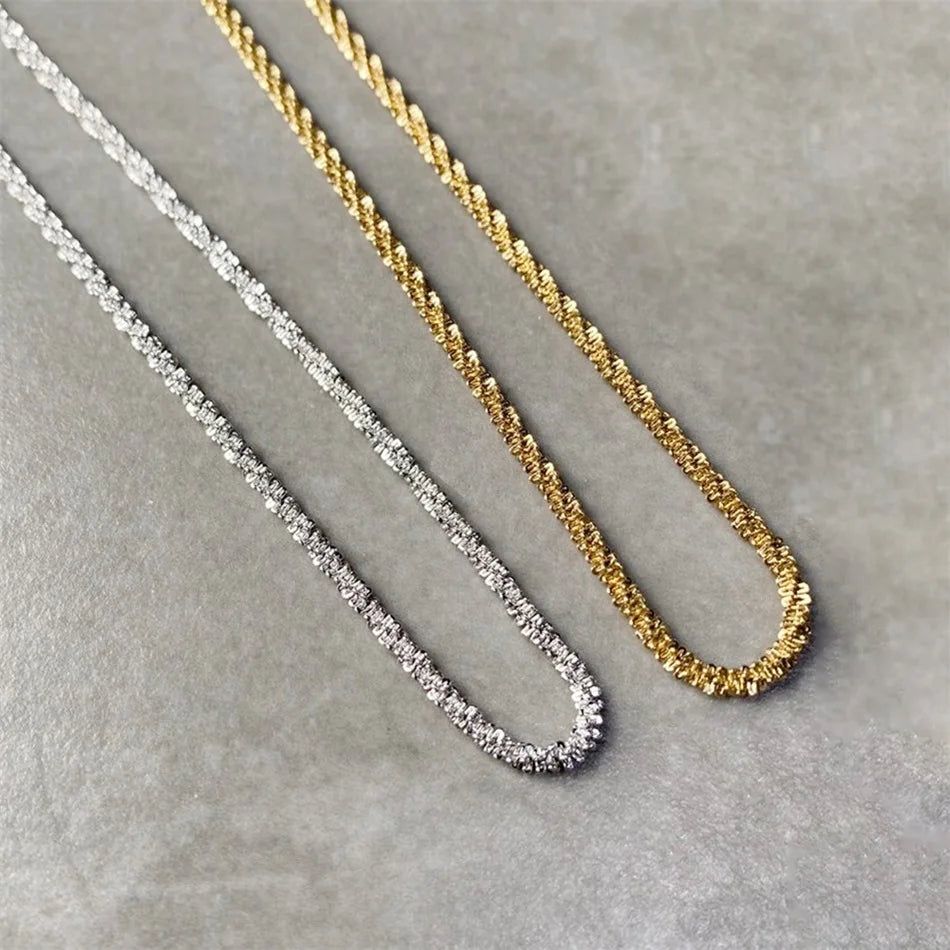 New Popular Silver Colour Sparkling Clavicle Chain Necklace