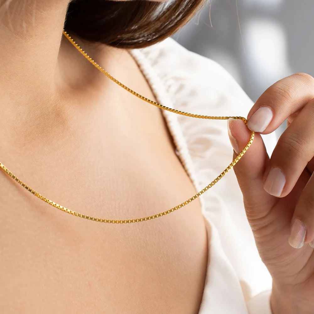 Box Chain Chocker Necklace Gold Color