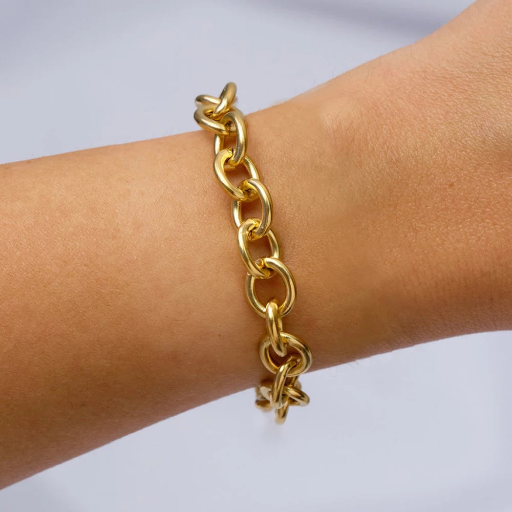 BELLUCCIE 10CS Punk Stainless Steel Chain Bracelet Handmade Chain Fashion Jewelry Women Gift Wedding Bracelet Birthday Party