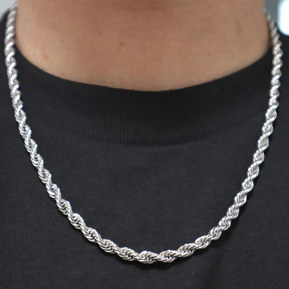 2/3/4/5MM Rope Chain Necklace Silver Color