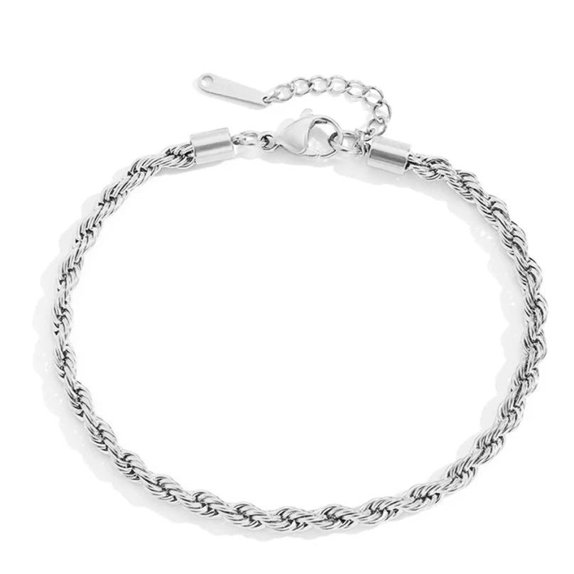 Silver Color Rope Chain Link Anklets