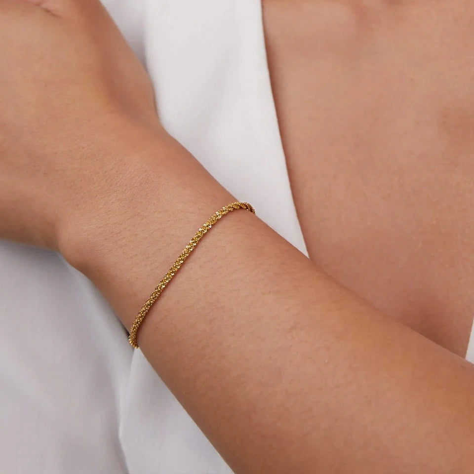 Silver Gold Colour Sparkling Gypsophila Adjustable Bracelet