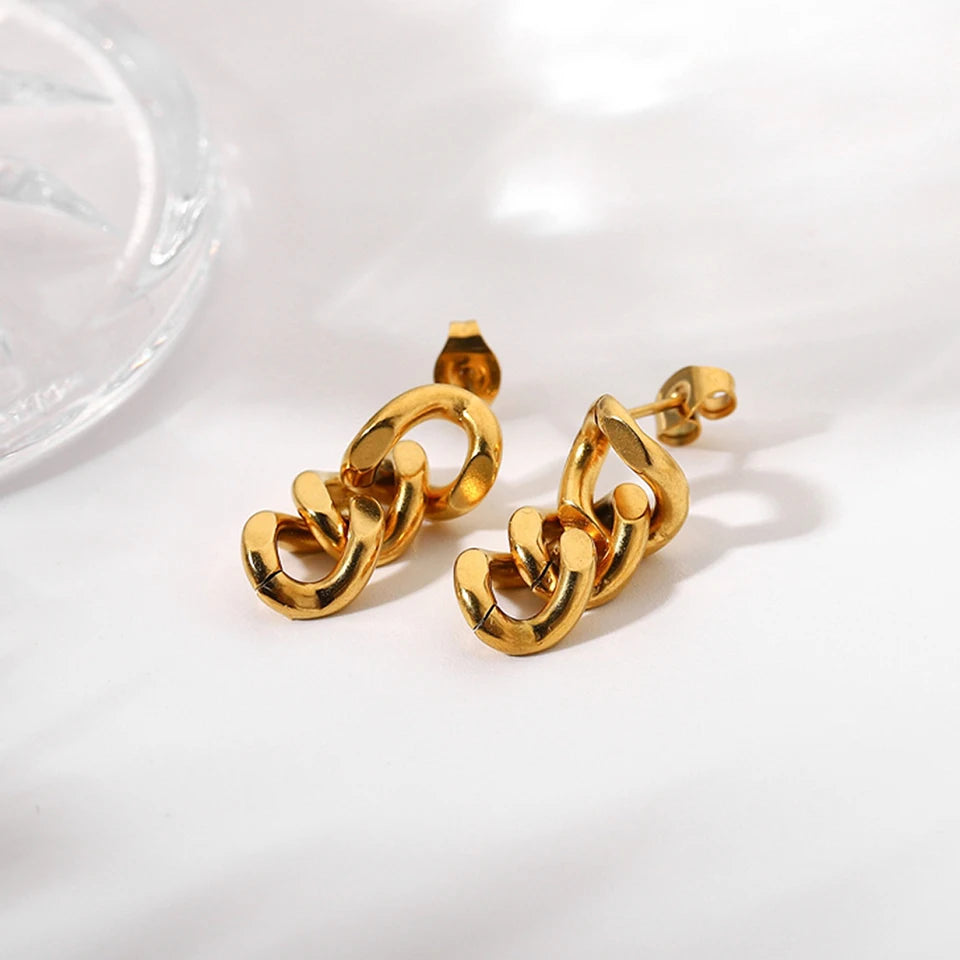 Punk Cuban Link Chain Stud Earrings