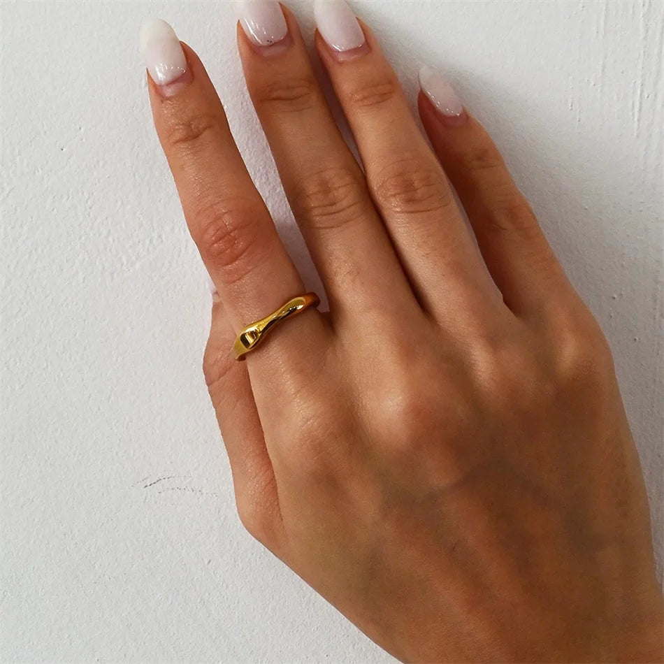 Irregular Wave Rings Trendy