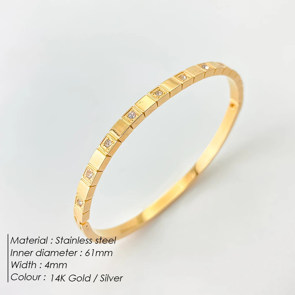 BELLUCCIE Stainless Steel Shiny Rhinestone Women's Fashion Bangle Punk Jewelry Holiday Gifts Factory Direct