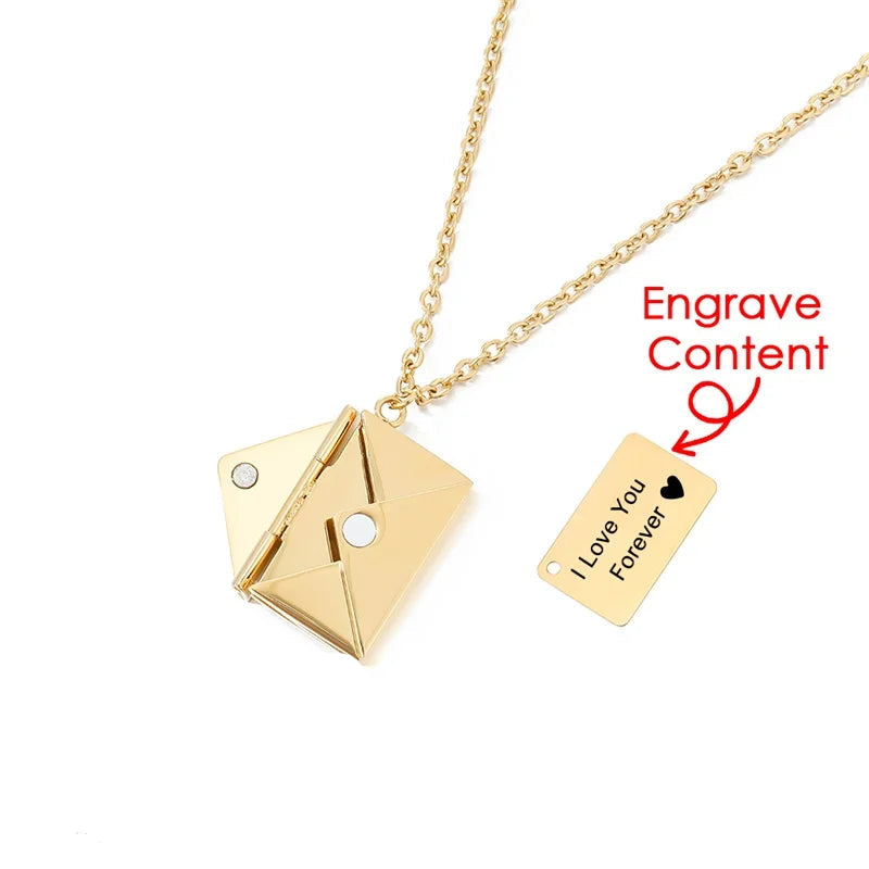 Letter Envelope Pendant Necklace Customized