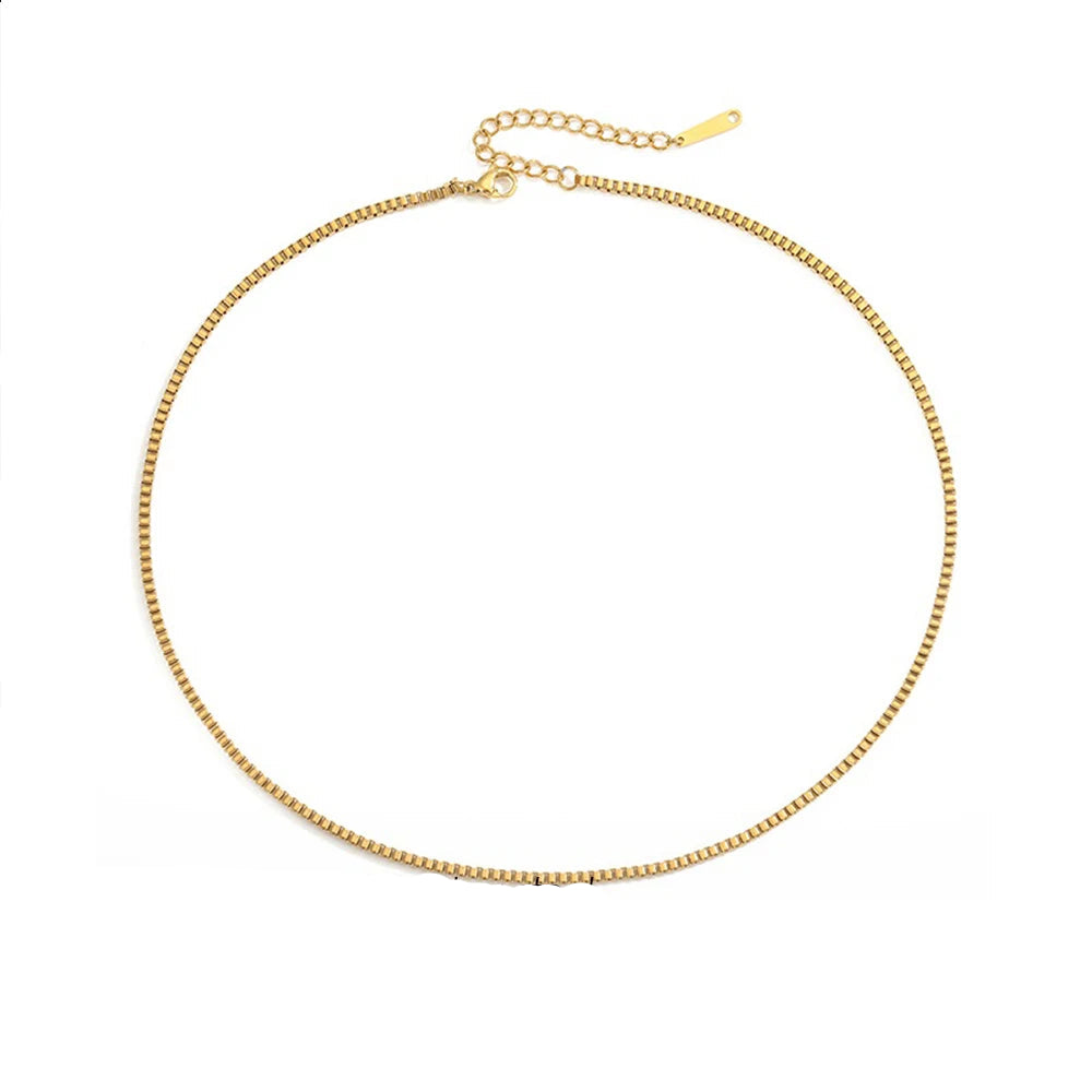 Box Chain Chocker Necklace Gold Color