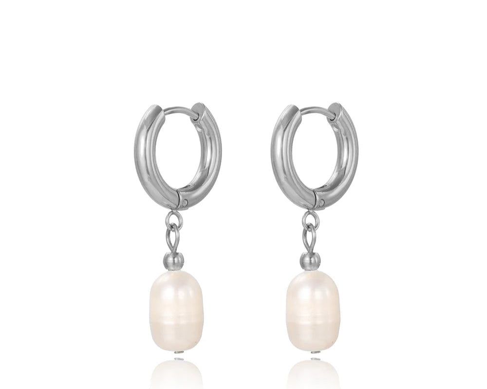 Gold-Plated Freshwater Pearl Pendant Earring