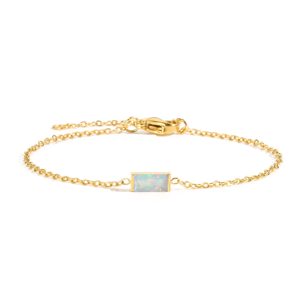 Fashion Jewelry Square Birthstone Bracelet