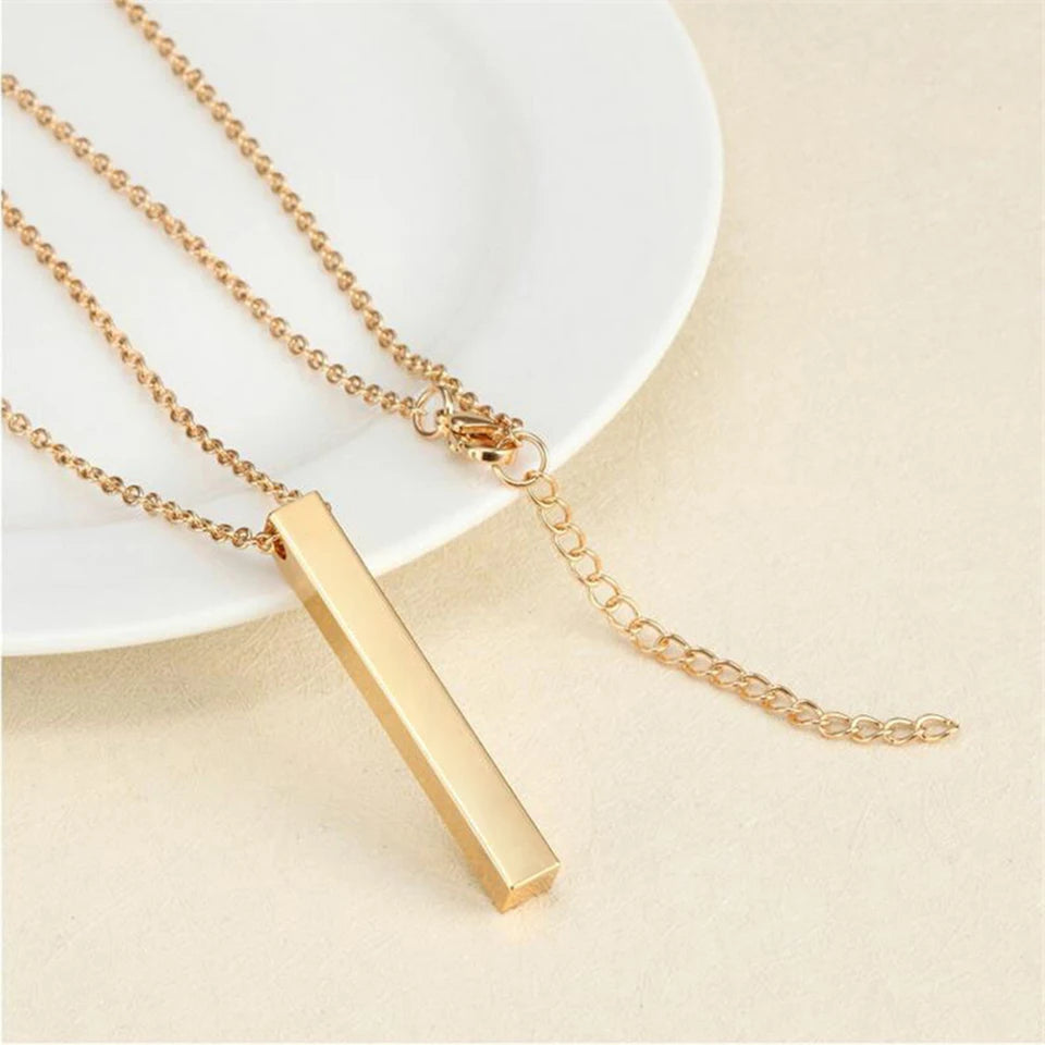 Minimalist Square Bar Necklace Women