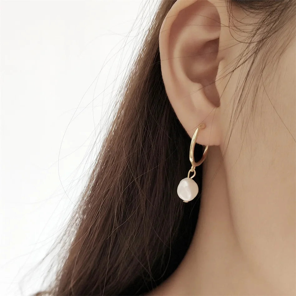 Fashion Natural Freshwater Pearl Pendant Earrings