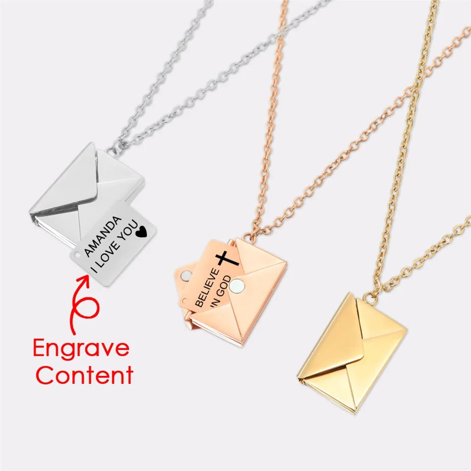 Letter Envelope Pendant Necklace Customized