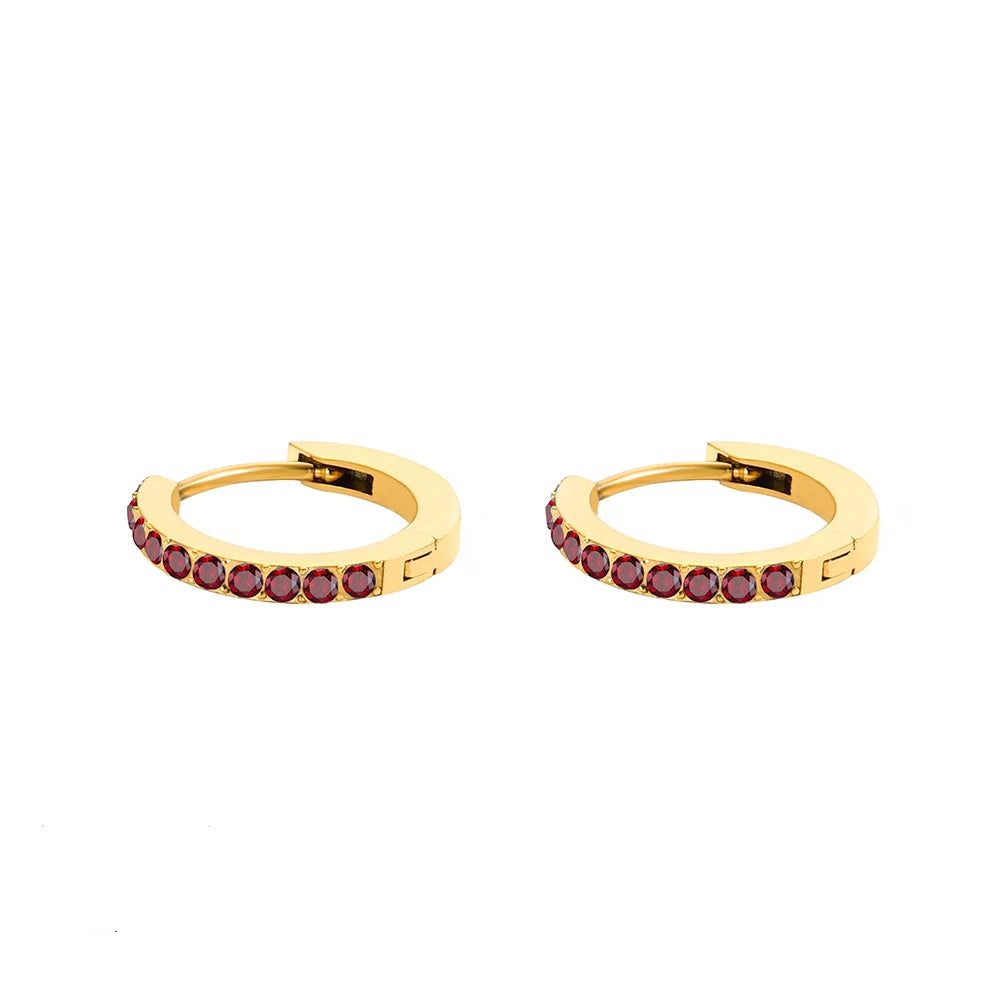 Birthstone Earrings Minimalist Huggie