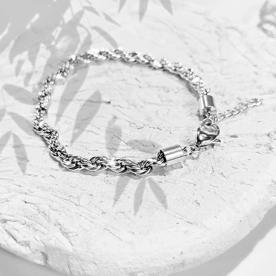 Silver Color Rope Chain Link Anklets