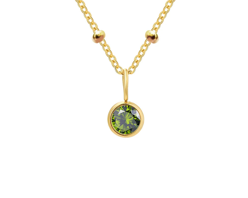 Birthstone Necklace Beaded Chain Zirconia