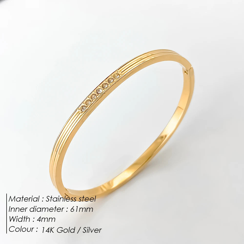 BELLUCCIE Stainless Steel Shiny Rhinestone Women's Fashion Bangle Punk Jewelry Holiday Gifts Factory Direct