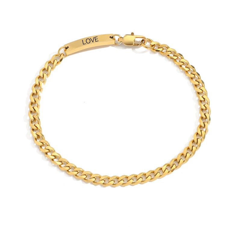 Personalized Carving  Curb Chain  Bracelets