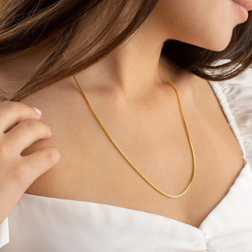 Box Chain Chocker Necklace Gold Color
