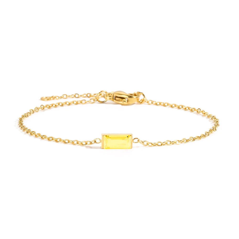 Fashion Jewelry Square Birthstone Bracelet