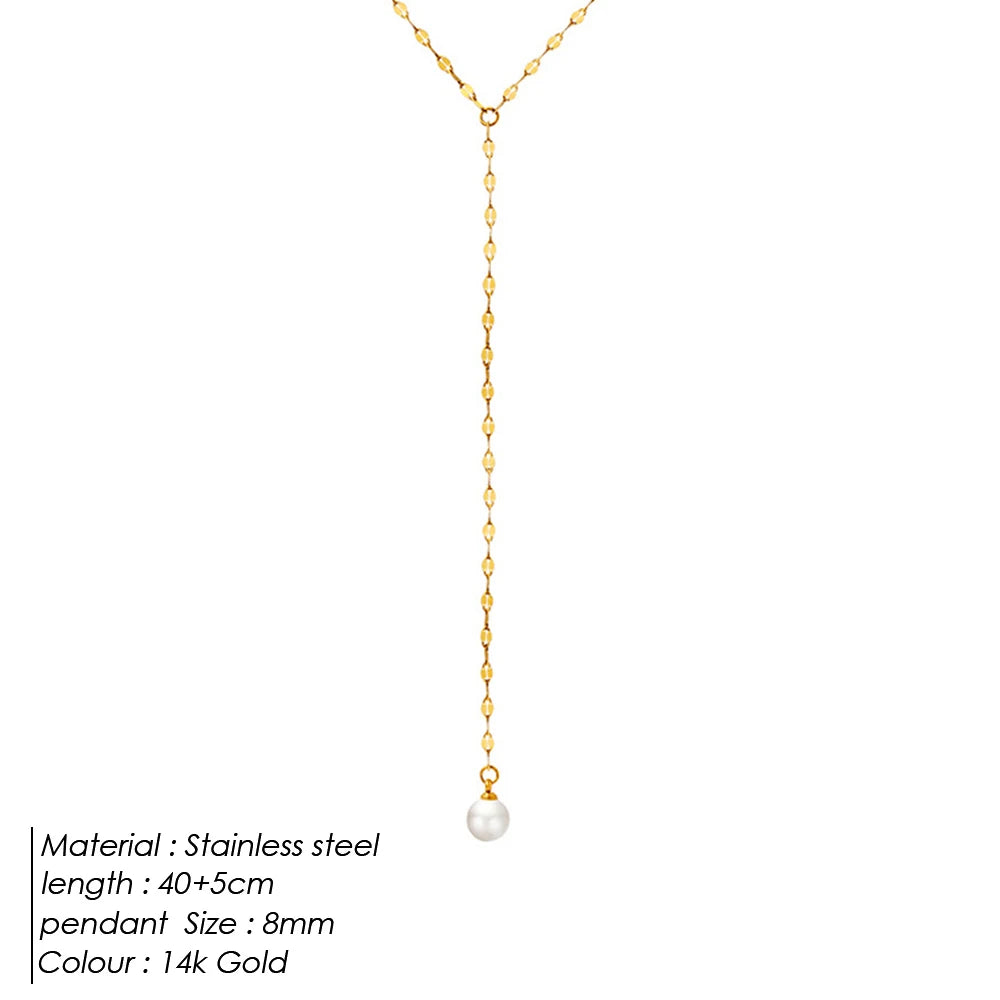 Imitation Pearl Y Necklaces Round Pearl Wedding Necklaces