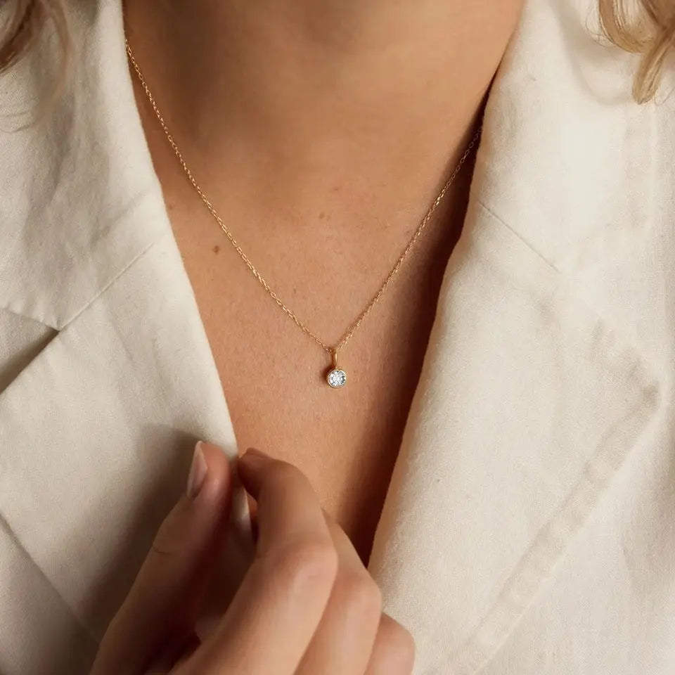Box Chain Birthstone Necklace 12 Color Zirconia