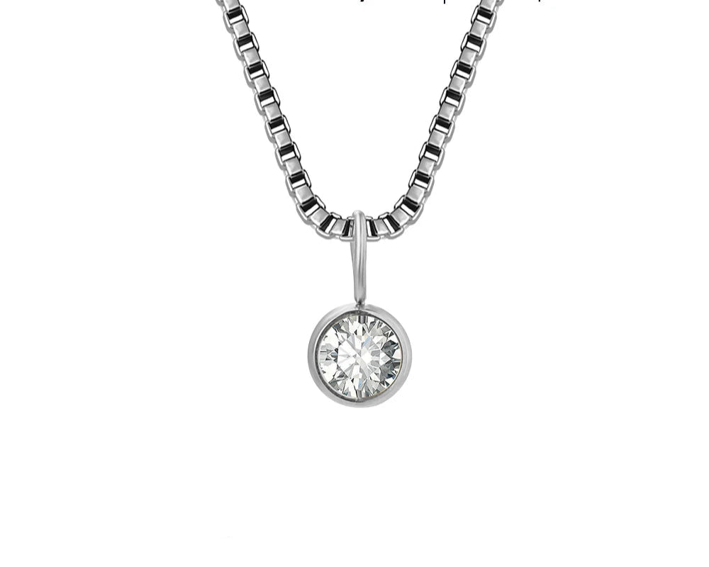 Box Chain Birthstone Necklace 12 Color Zirconia