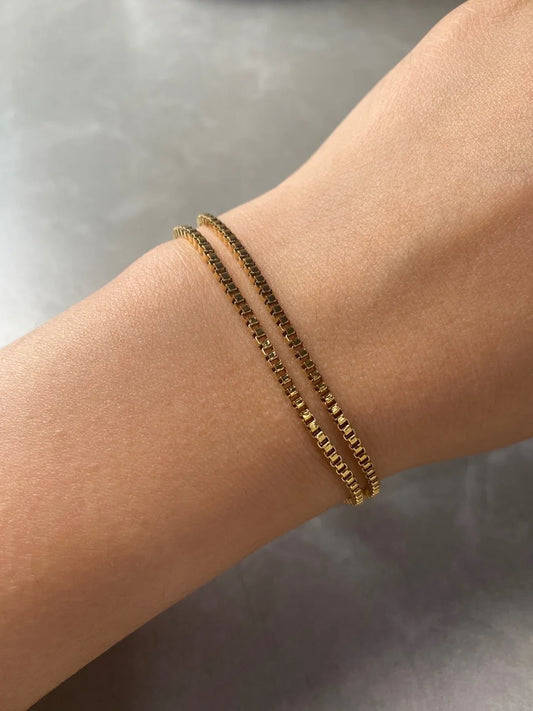 BELLUCCIE Stainless Steel Box Chain Bracelet Female Gold Color Charm Bracelets Charm Friendship Bracelets for Women Jewelry Gifts