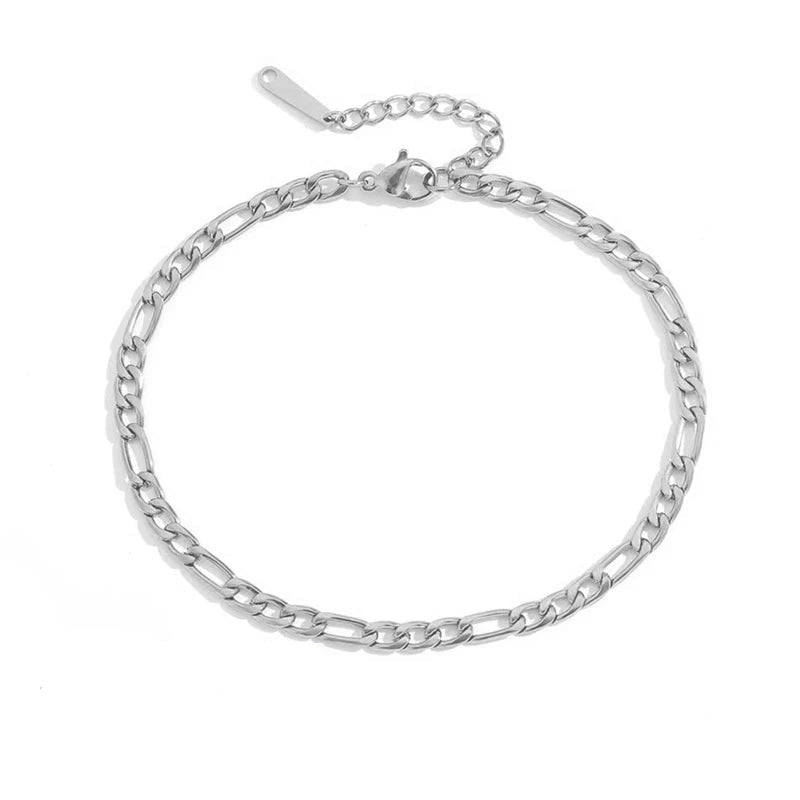 Silver Color Franco Figaro Chain Anklets