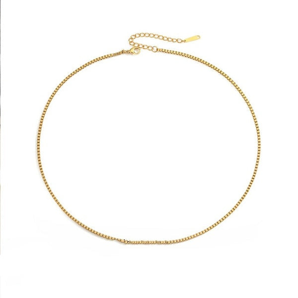 Box Chain Chocker Necklace Gold Color
