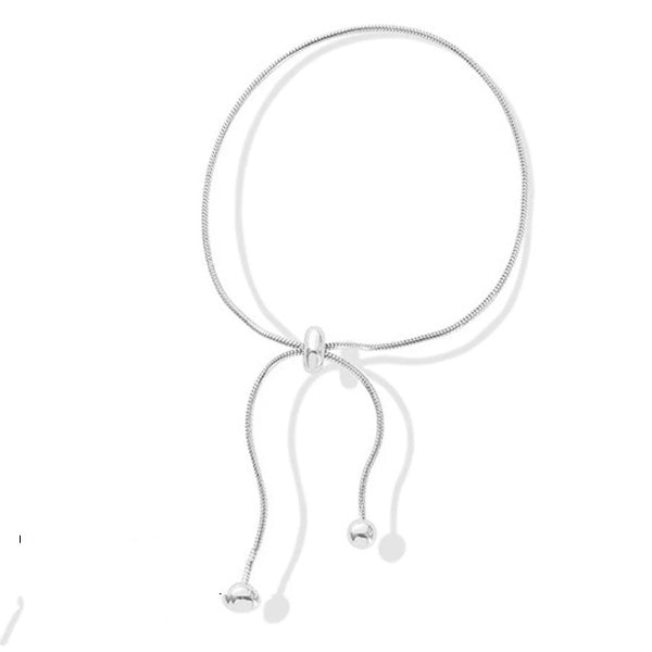 Snake Chain  Adjustable Pull-Out Bracelet Round Button Birthday Gift